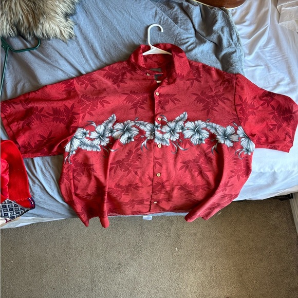 Island Tropics Men’s Dress Shirt Short Sleeve NWOT Red Floral Button Down XL - Picture 10 of 15